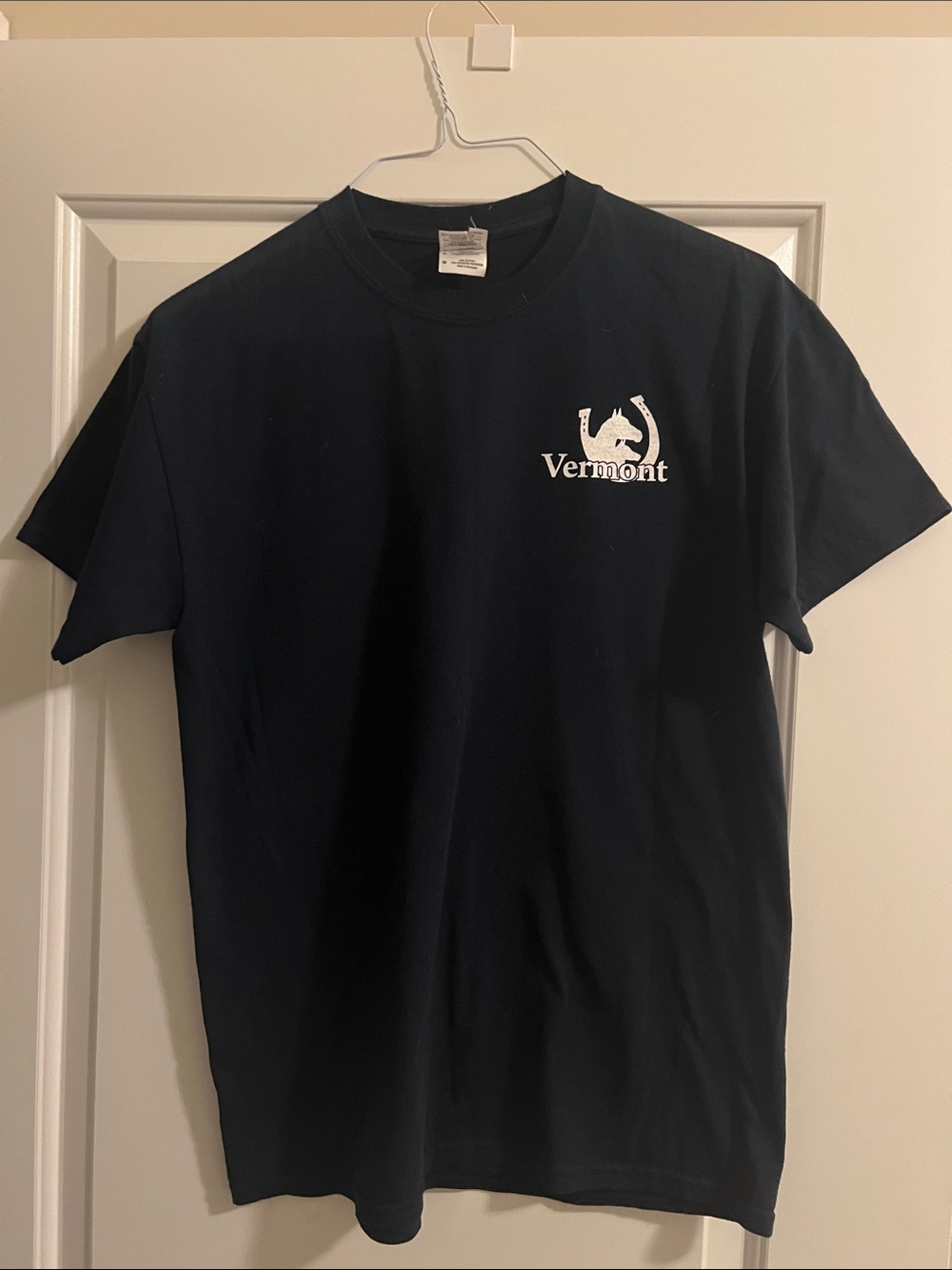 Gildan Navy Short-Sleeve Tee with White Vermont Logo